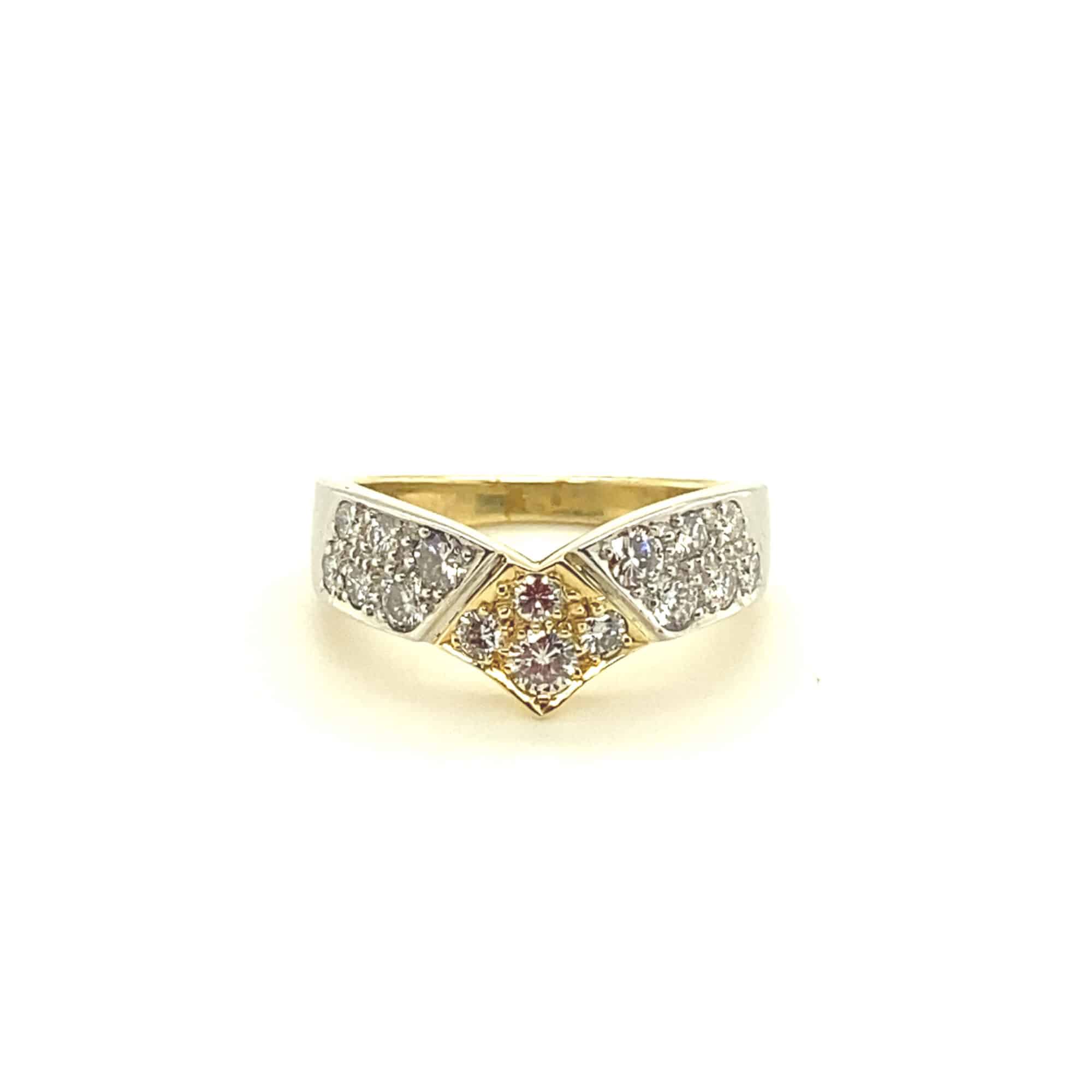 14 karaats bicolor ring met diamanten