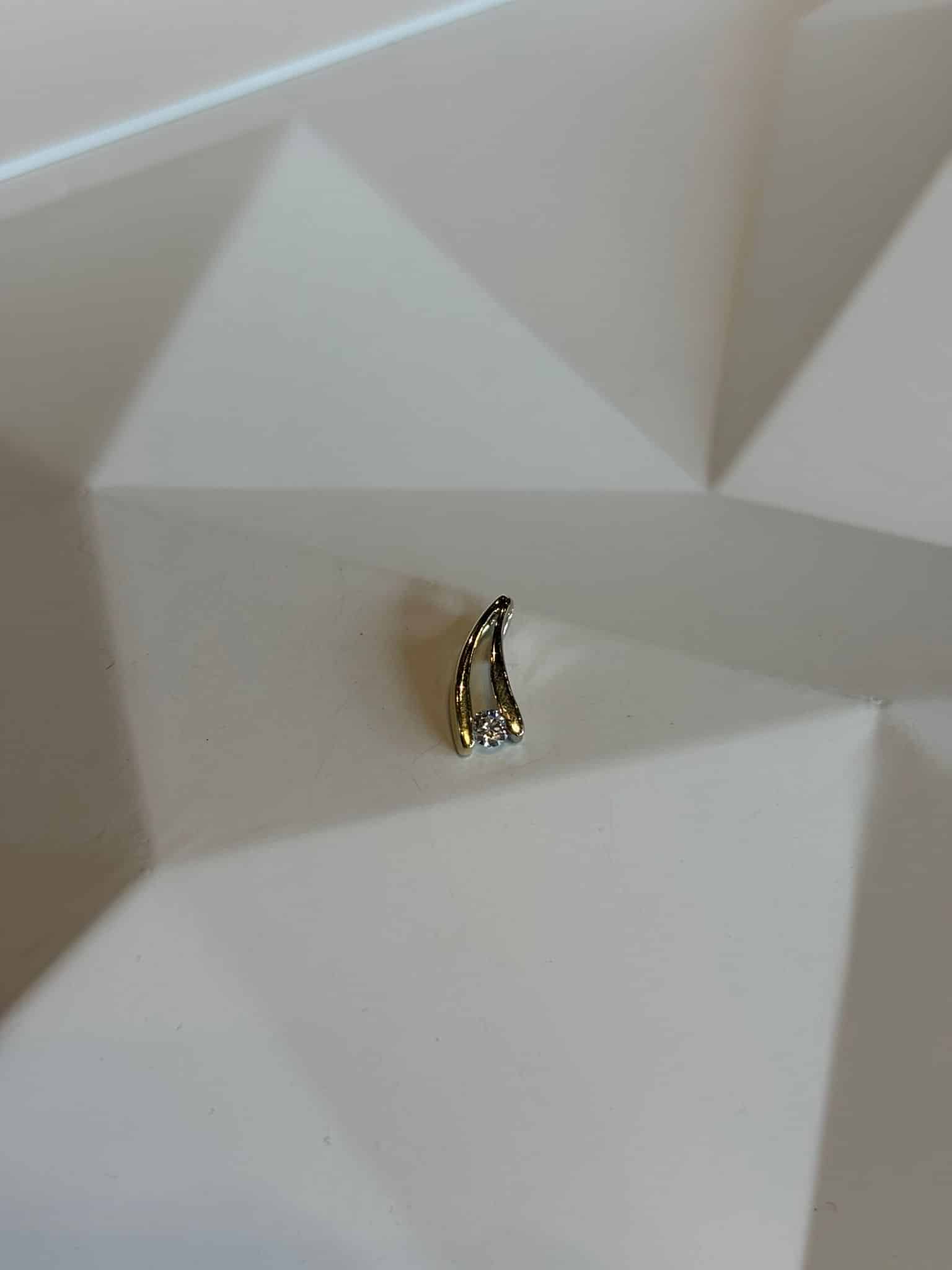 Bicolor gouden hanger met briljant 0,10ct