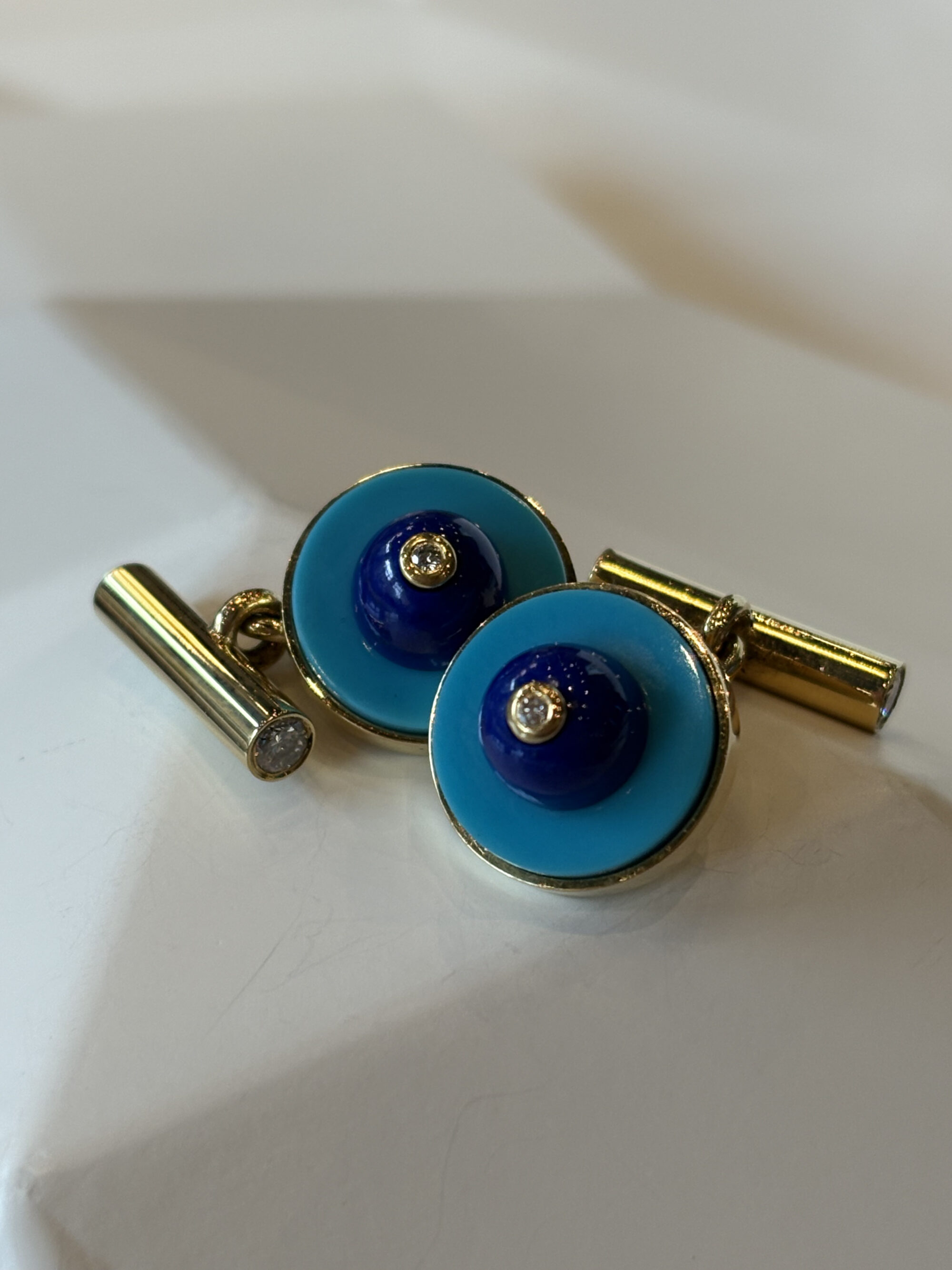 manchetknopen met turkoois en lapis lazuli